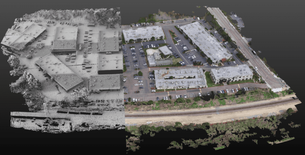 Figure 1: Mapping Using Geo-MMS LiDAR (left) and Geo-Photomap (right)